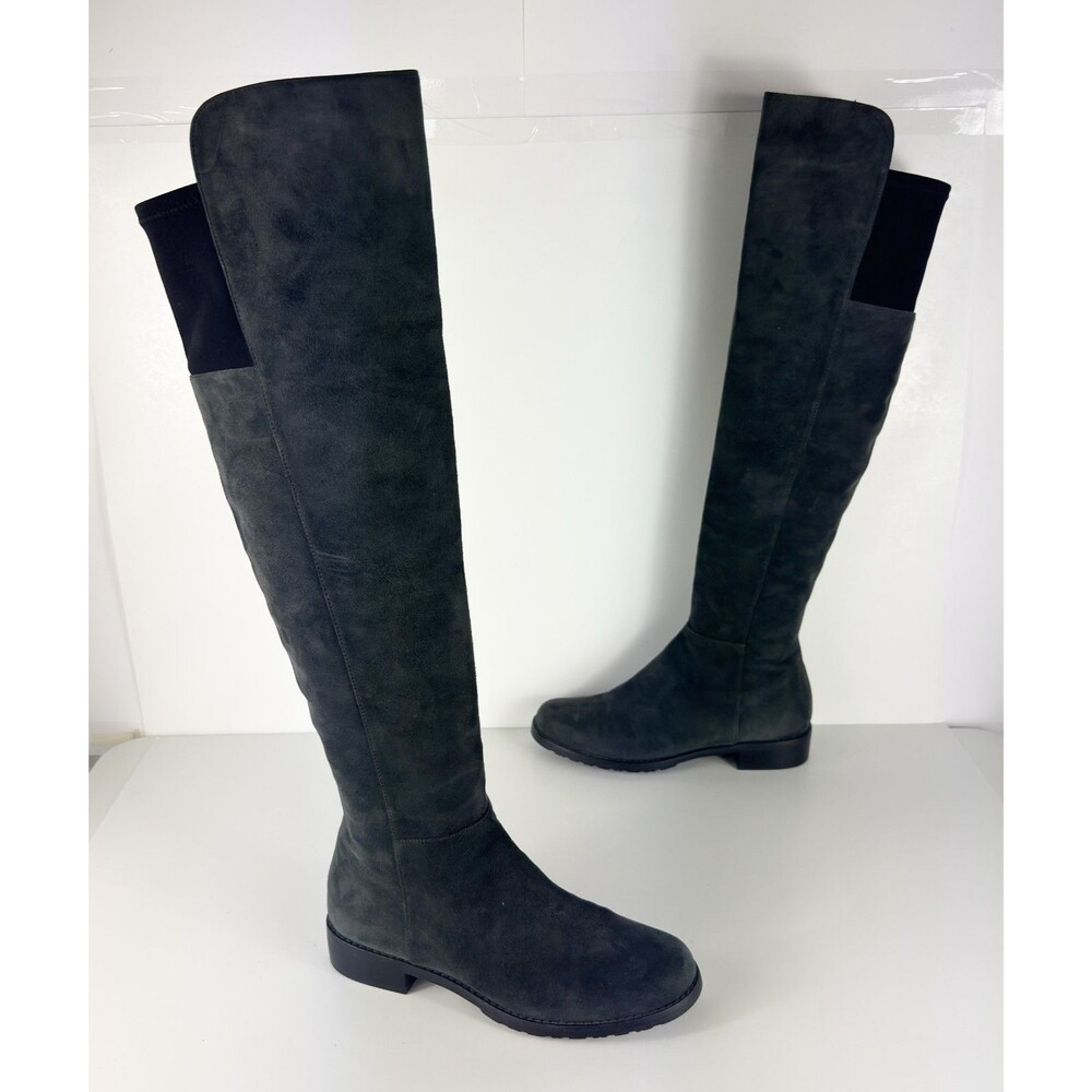 STUART WEITZMAN Over The Knee Boots Size US 5 Slate Gray Suede Leather